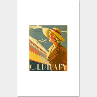 Germany Woman Vintage Travel Art Poster Posters and Art